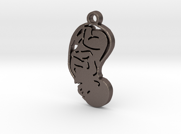 Birth Pendant *Small* in Polished Bronzed Silver Steel