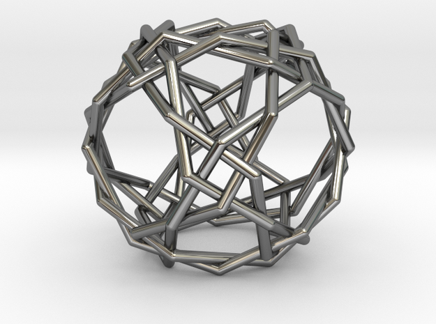0457 Woven Truncated Cuboctahedron (U11) in Fine Detail Polished Silver