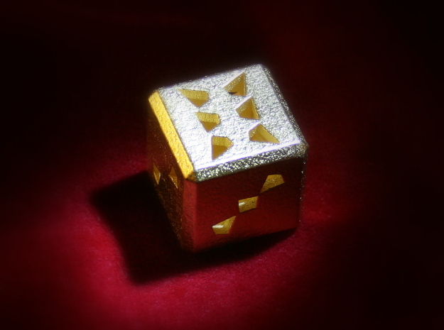 Dice No.3 S (balanced) (2cm/0.79in) in Polished Gold Steel