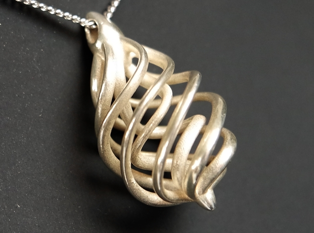  DNA Teardrop Pendant in Polished Silver
