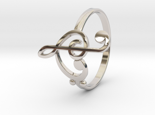 Size 10 Clefs Ring in Rhodium Plated Brass
