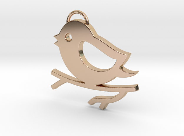 Bird on a Branch Pendant in 14k Rose Gold Plated Brass