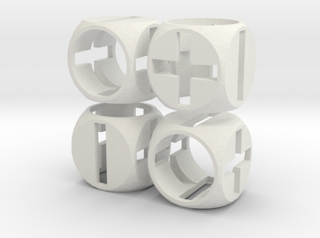 "Fudge Zero" Dice Set (4dF) in White Natural Versatile Plastic: Polyhedral Set