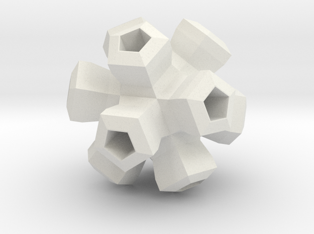 Cauliflower Polyhedron Pendant in White Natural Versatile Plastic