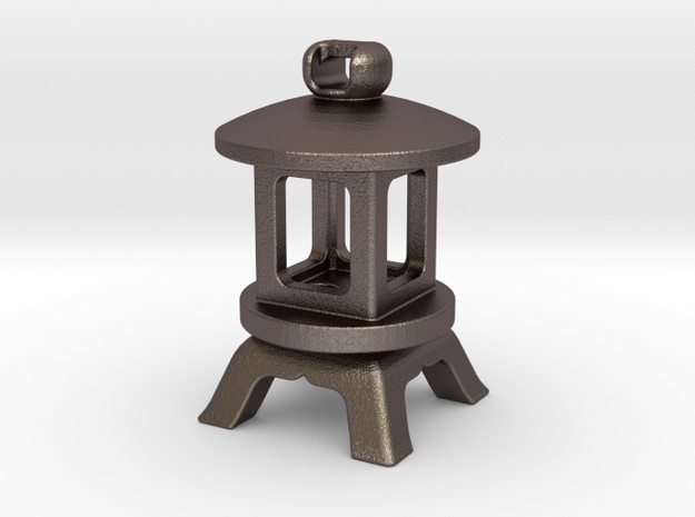 Japanese Stone Lantern B: Tritium (All Materials) in Polished Bronzed Silver Steel