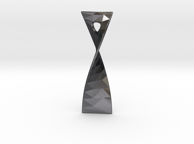 Twist 180 facetted pendant 5cm tall in Polished and Bronzed Black Steel
