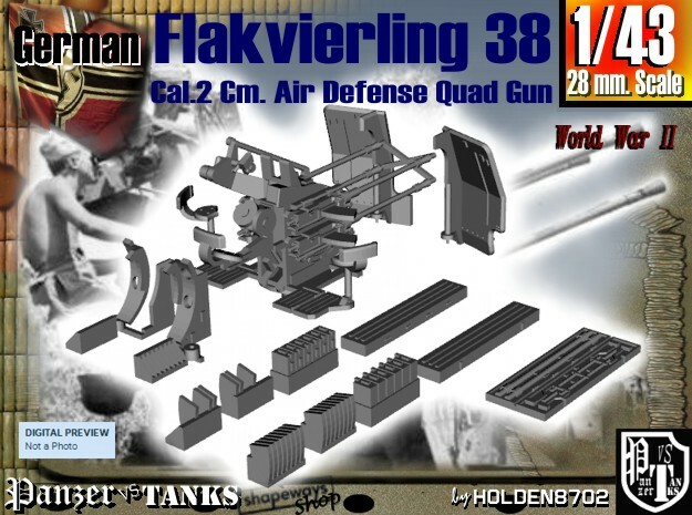 1-43 Flakvierling 38 in Tan Fine Detail Plastic