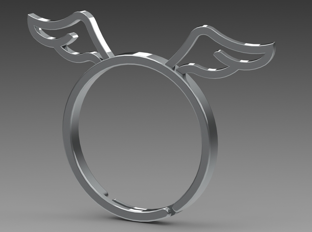 Angle's Wing Ring in Fine Detail Polished Silver
