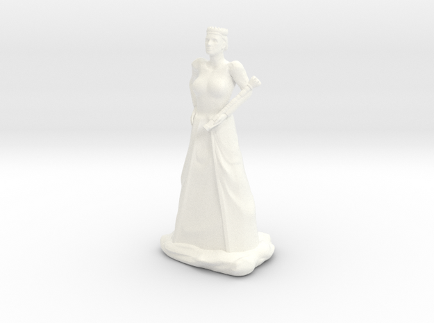 Queen with Sceptre in White Processed Versatile Plastic