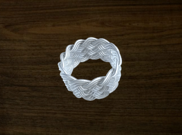 Turk's Head Knot Ring 6 Part X 13 Bight - Size 7 in White Natural Versatile Plastic