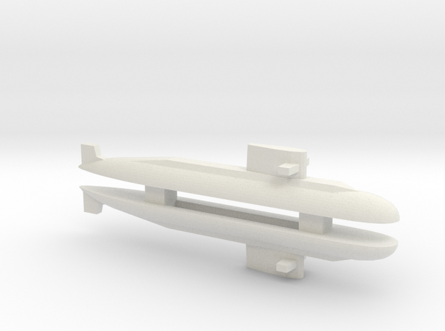  PLA[N] 039A Submarine x 2, 1/1800 in White Natural Versatile Plastic