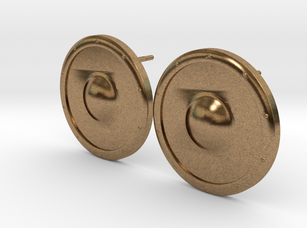 Plain Round Shield Earring Set in Natural Brass