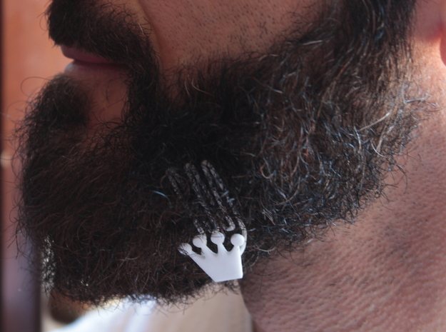 Crown for beard - lateral wearing in White Natural Versatile Plastic