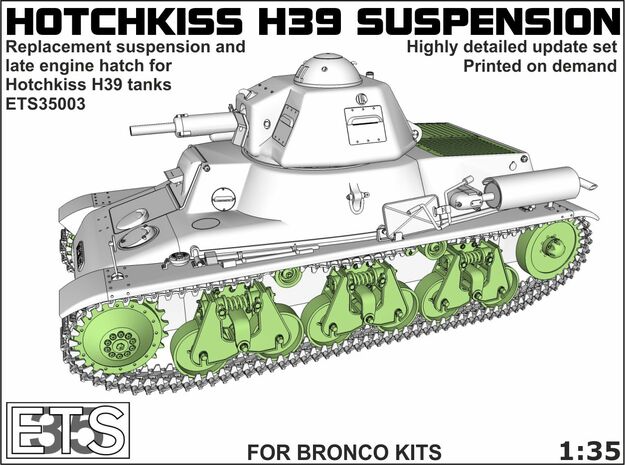 ETS35003 Hotchkiss H39 running gear + engine hatch in Tan Fine Detail Plastic