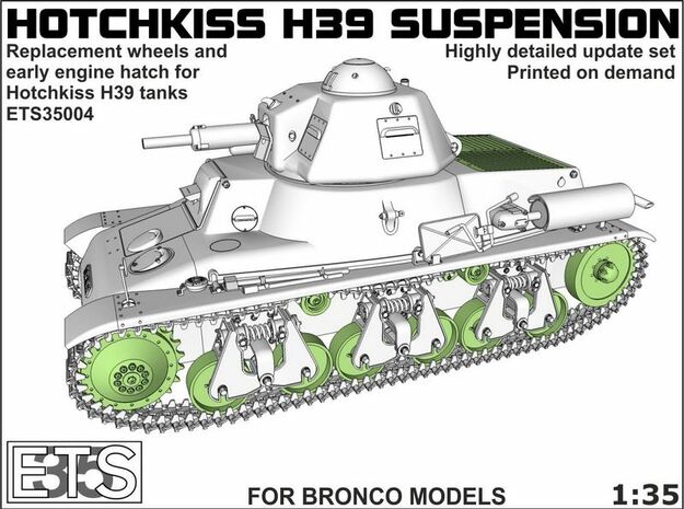ETS35004 Hotchkiss H39 wheels + early engine hatch in Tan Fine Detail Plastic