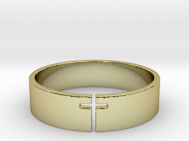 Cross Ring Size 10 in 18k Gold Plated Brass