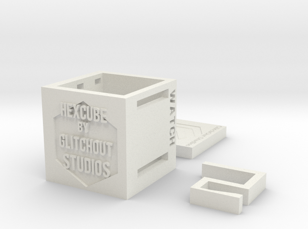 Hexcube-by Glitchout Studios in White Natural Versatile Plastic