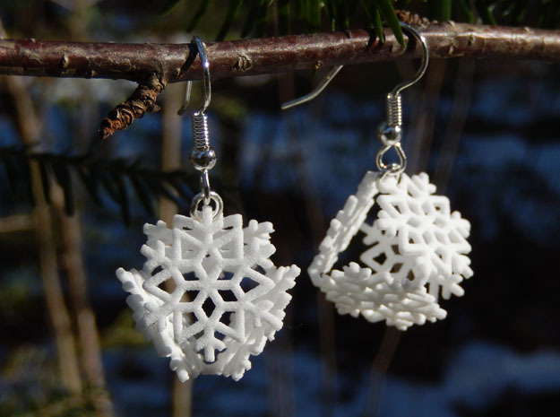 Snowflake Earrings 1 in White Natural Versatile Plastic