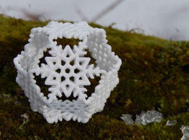 Octahedral Snowflakes 2 in White Natural Versatile Plastic