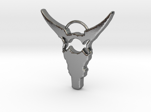 Moon Goddess Cow Skull in Polished Silver