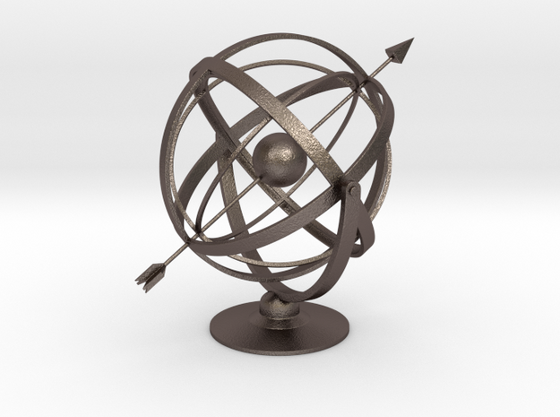 Armillary in Polished Bronzed Silver Steel