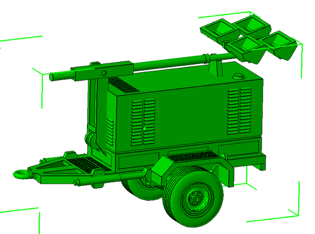 1/87th Construction Generator light tower trailer in Tan Fine Detail Plastic