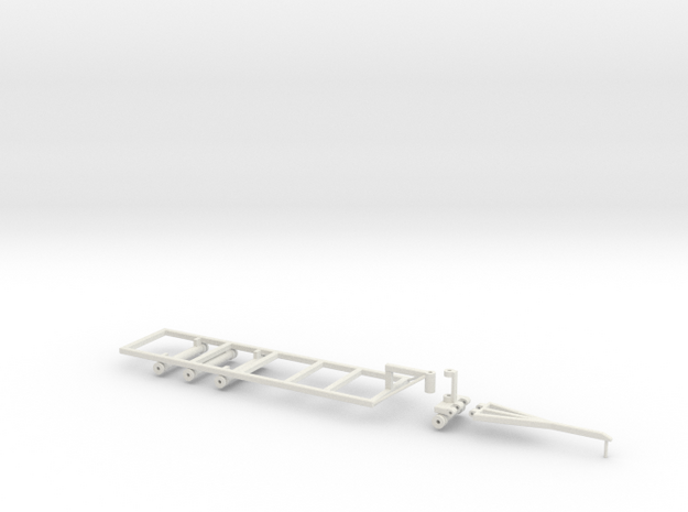 1/64 30' Double Header Trailer- Frame and Hitch in White Natural Versatile Plastic