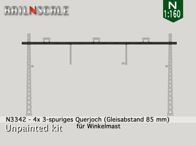 4x Querjoch 3-spurig (N 1:160) in Tan Fine Detail Plastic