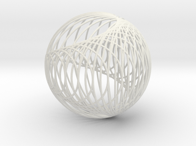 Cardioid Sphere 1 in White Natural Versatile Plastic