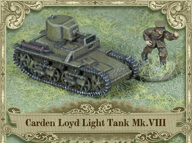 Carden Loyd Light Tank Mk.VIII (1:100 scale) in White Natural Versatile Plastic