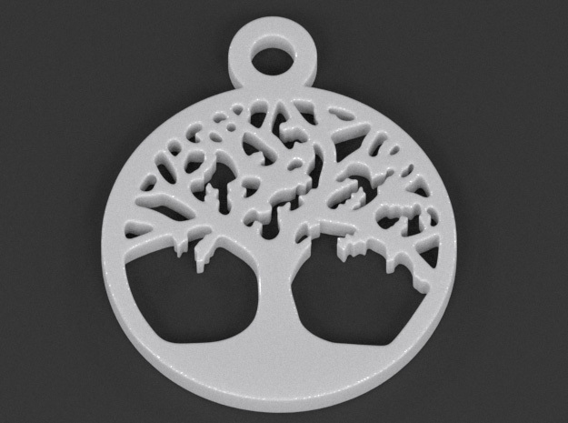 Tree Of Life Pendant in White Processed Versatile Plastic