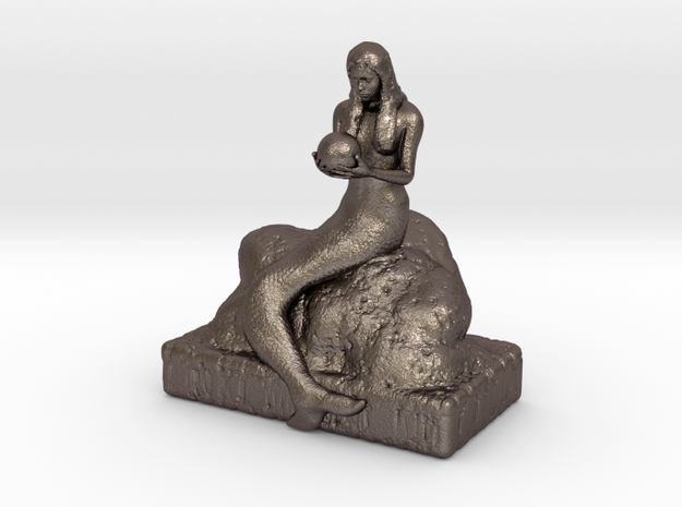 Mermaid figurine in Polished Bronzed Silver Steel