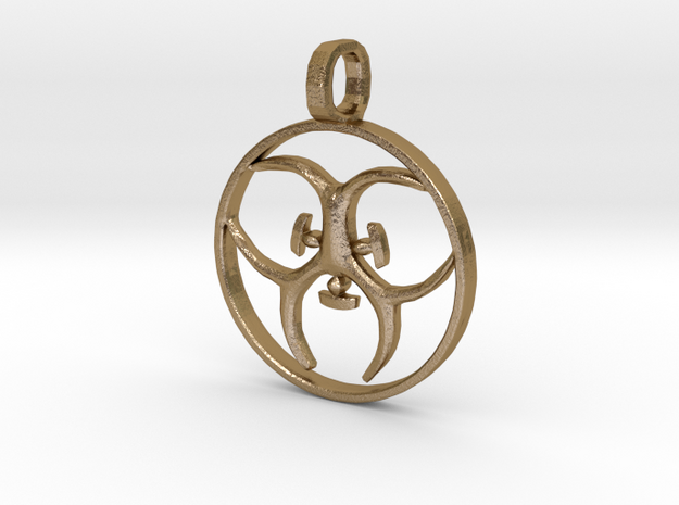 [The 100] (Small) Trigedakru Symbol Pendant in Polished Gold Steel