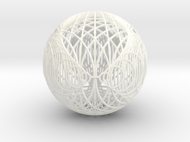 Epicycloid, 3 cusp sphere in White Processed Versatile Plastic