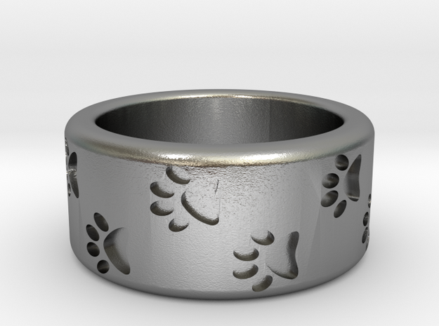 Cat Pawprints Ring in Natural Silver