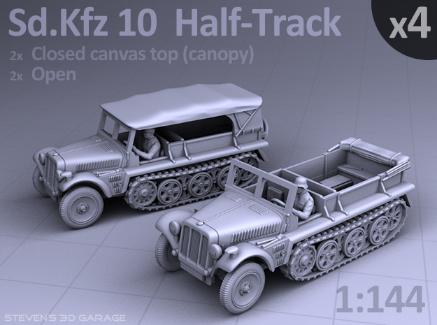 Sd.Kfz 10  Half-Track  (4 pack) in Tan Fine Detail Plastic