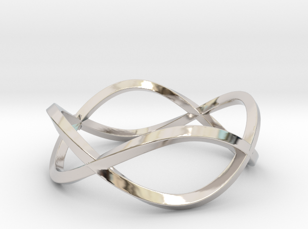 Size 6 Infinity Twist Ring in Rhodium Plated Brass