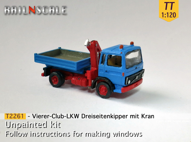 Vierer-Club-LKW Dreiseitenkipper Kran (TT 1:120) in Tan Fine Detail Plastic