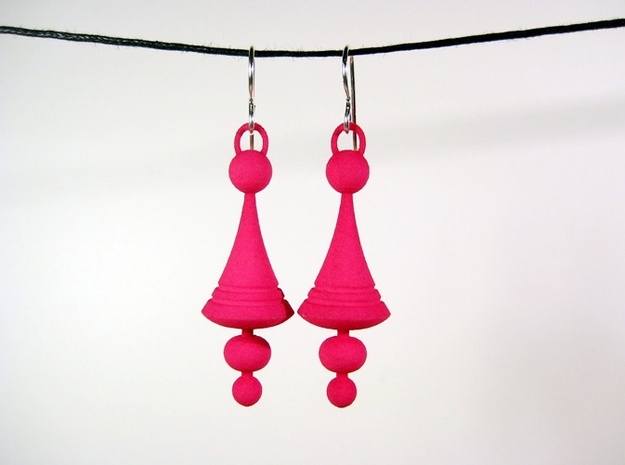 Luna Earrings - Space Age Earrings in Pink Processed Versatile Plastic
