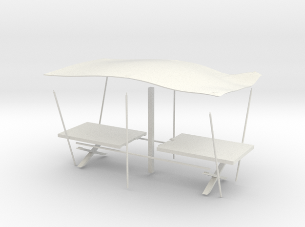 Medieval Table with awning in White Natural Versatile Plastic