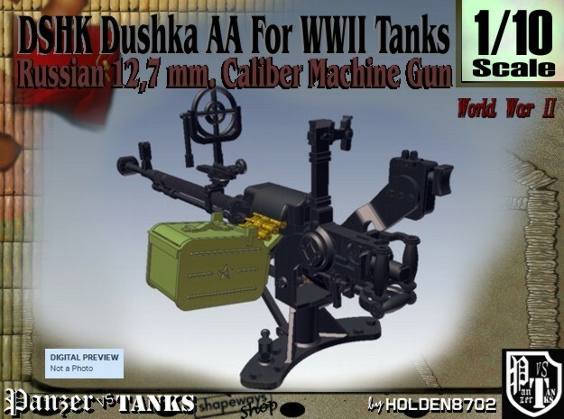 1-10 DSHK Dushka AA For WWII Tanks in Tan Fine Detail Plastic