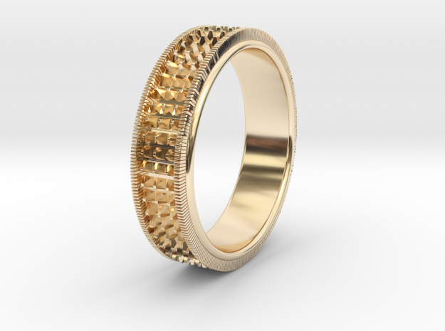 Ø0.666 inch/Ø16.92 Mm Detailed Ring in 14k Gold Plated Brass