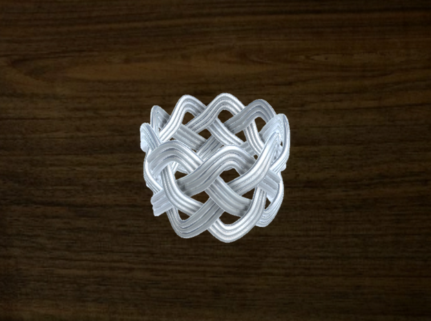 Turk's Head Knot Ring 4 Part X 9 Bight - Size 7 in White Natural Versatile Plastic