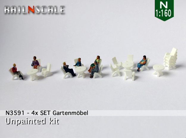 4x SET Gartenmöbel (N 1:160) in Tan Fine Detail Plastic