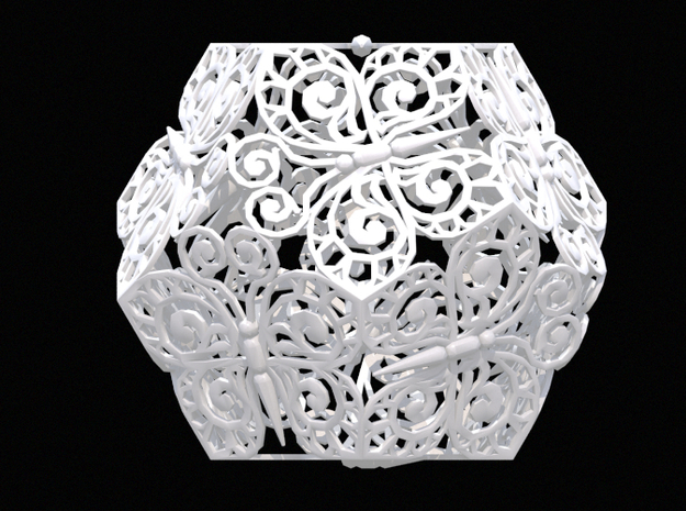 Butterfly Dodecahedron 02 in White Natural Versatile Plastic
