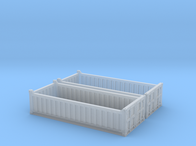 N Scale 20ft Open Top Container Half Height (2 pc  in Tan Fine Detail Plastic