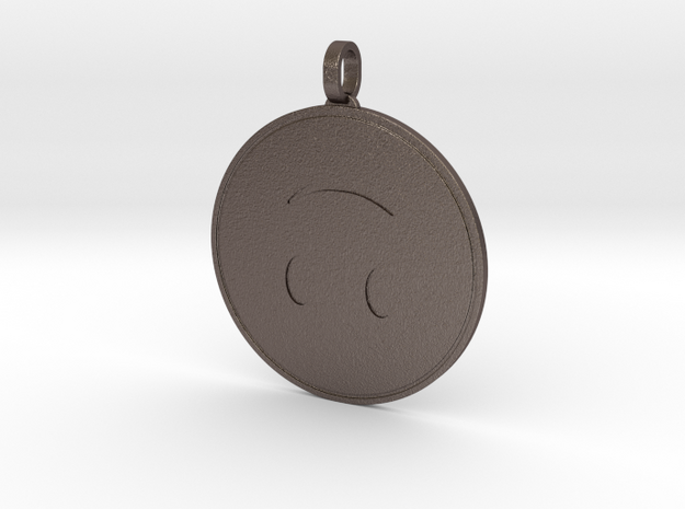 Upside Down Emoji Keychain in Polished Bronzed Silver Steel