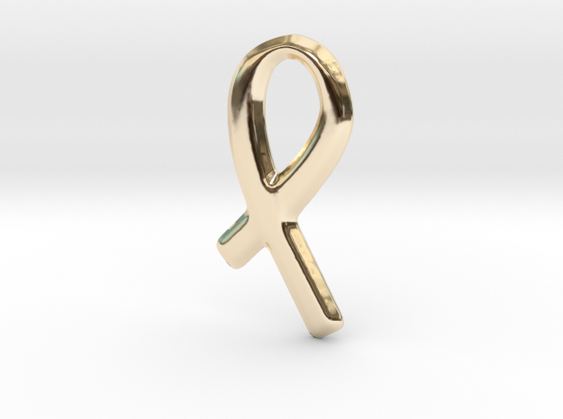 Awareness Ribbon Pendant/Charm - 16mm in 14K Yellow Gold