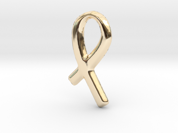 Awareness Ribbon Charm - 11mm in 14K Yellow Gold