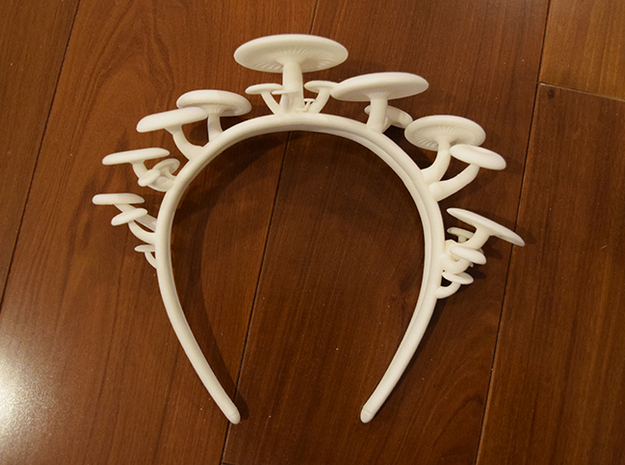 Baby Oyster Mushrooms Headband in White Natural Versatile Plastic: Medium